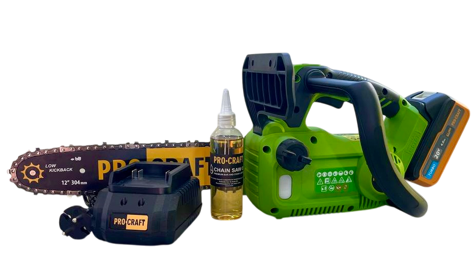 Пила цепная аккумуляторная ProCraft PKA42Li 20В 12" безщіткова АКБ 4А·г Turbo + ЗП 2А (030421_t)