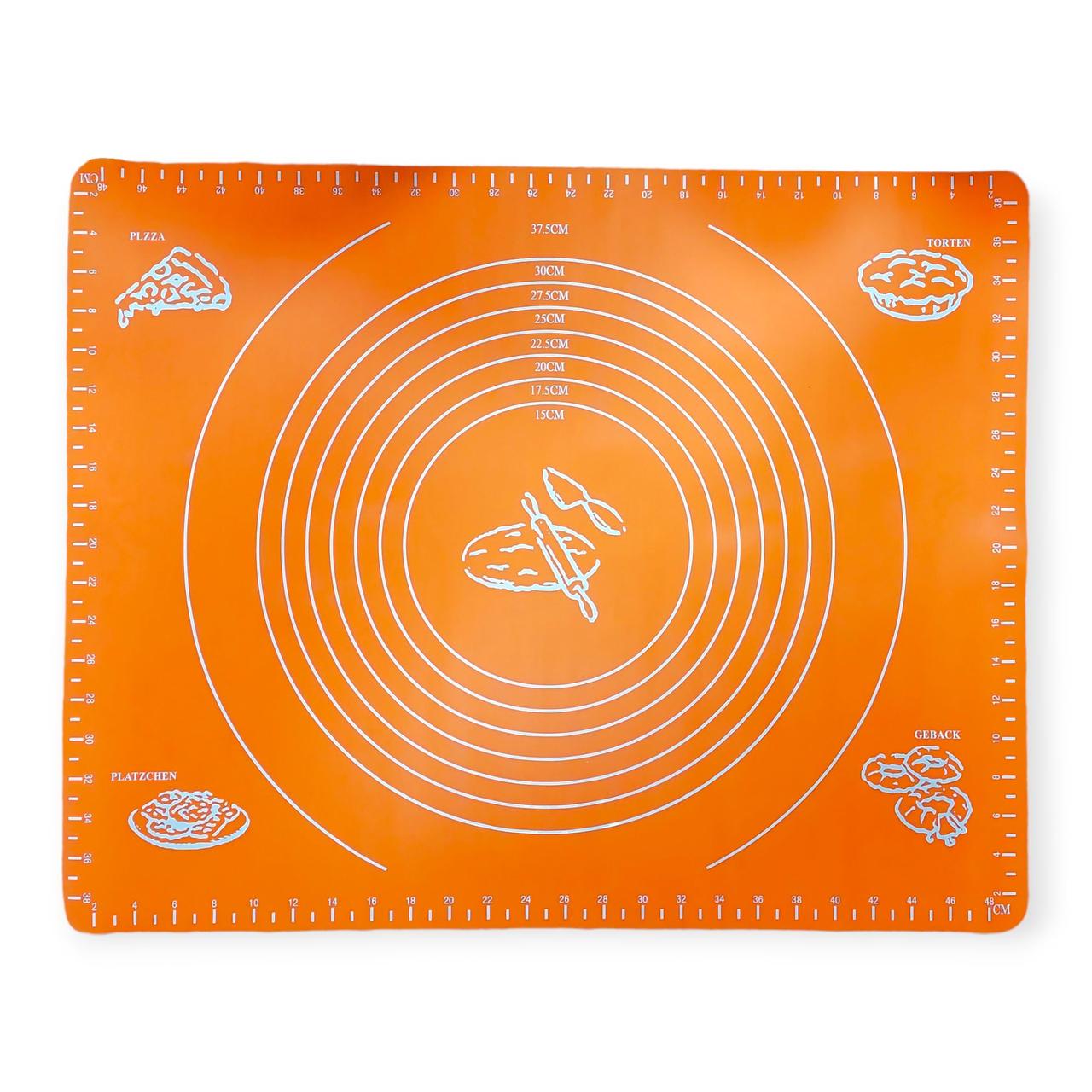 Килимок для розкочування тіста A-Plus №596 силіконовий 400х500 мм Помаранчевий (201444-пом)