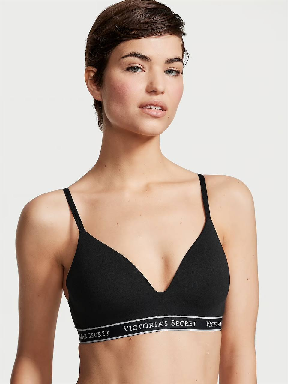 Бюстгальтер безкаркасний Victoria's Secret Lightly-Lined Wireless Bra 75B 34B Чорний