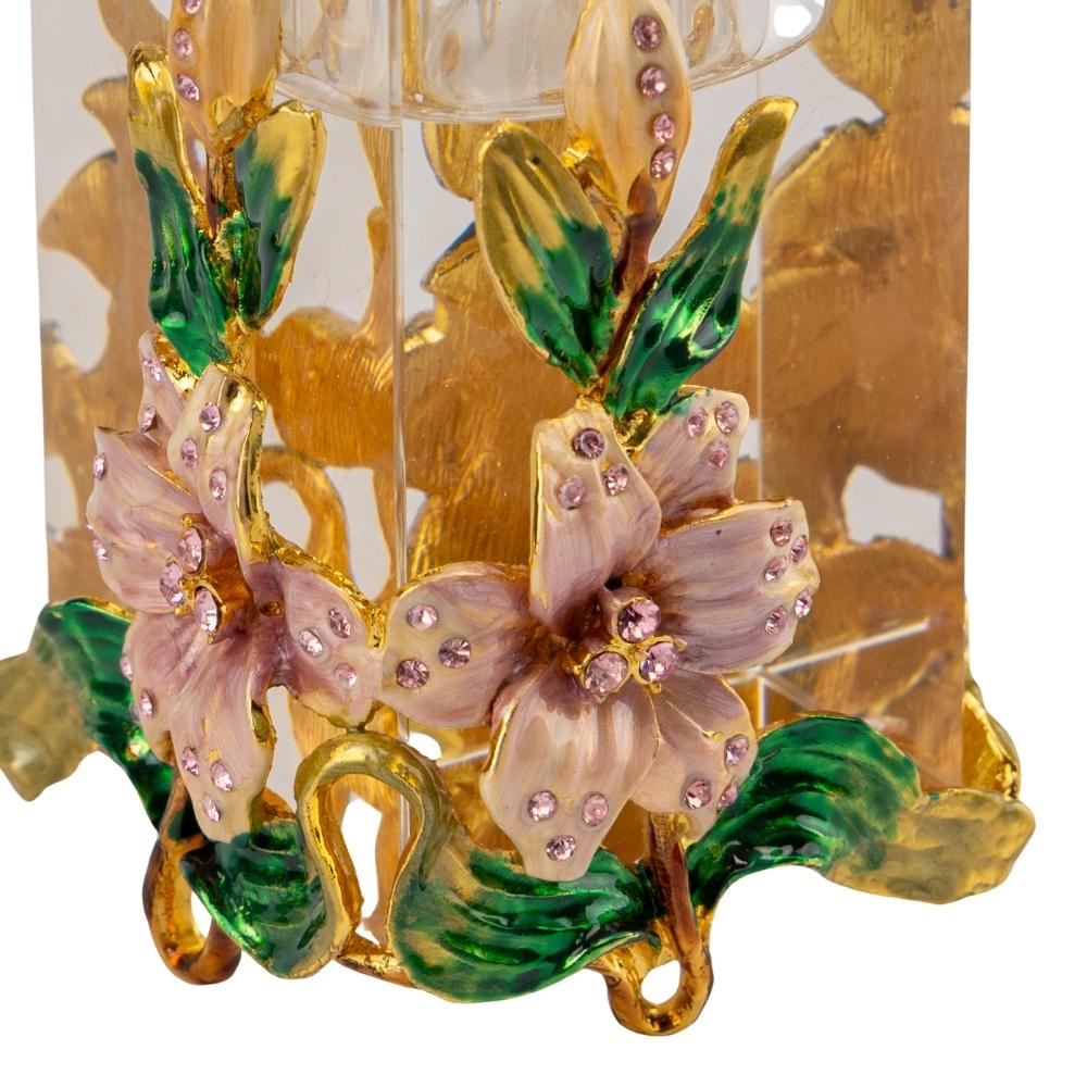 Декоративний свічник для інтер'єру з металевими квітами скляний 5х5х9 см Золото (147-81-008MB) - фото 4 Декоративний свічник для інтер'єру з металевими квітами скляний 5х5х9 см Золото (147-81-008MB) - фото 4