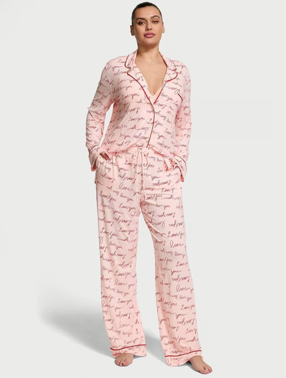 Піжама модал сорочка/штани Victoria's Secret Modal Soft Long Pajama Set New Regular XS Рожевий (26811619D)