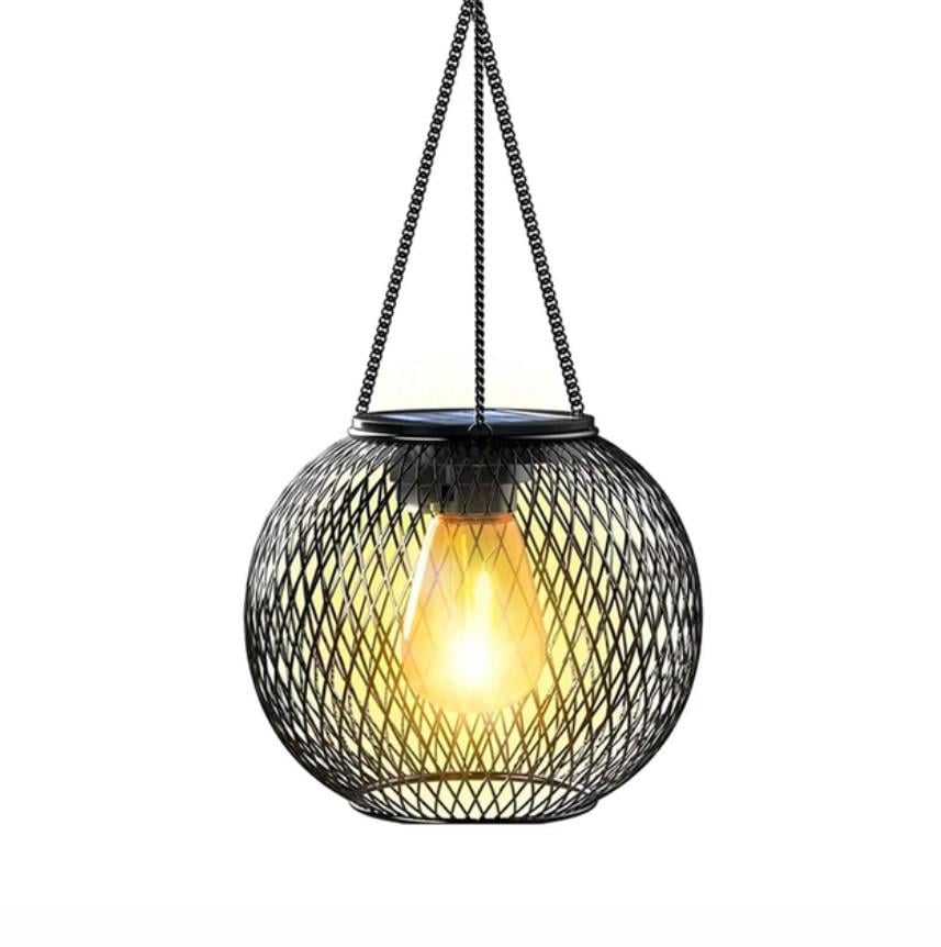 Фонарь-шар садовый подвесной Сфера металлическая на солнечной батарее Теплый Белый (1000-ZB-1018)