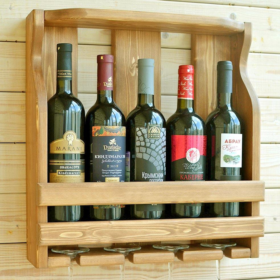 Полка для вина настенная из дерева Сикагура Сиена (ПНК-011905)