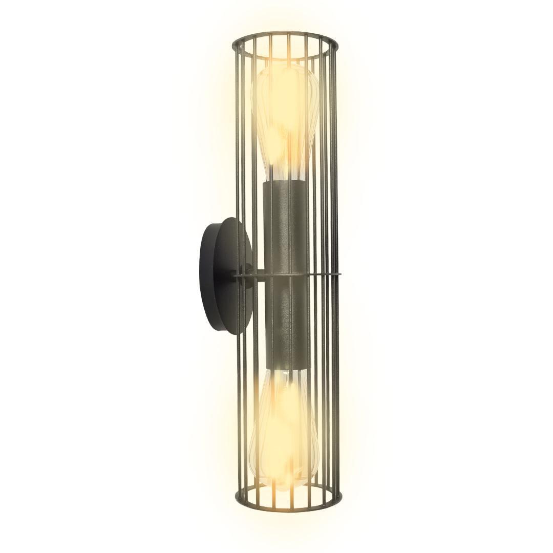 Бра MSK ELECTRIC Malta NL 1040 BK под две лампы Е27 настенный в стиле лофт (86857)