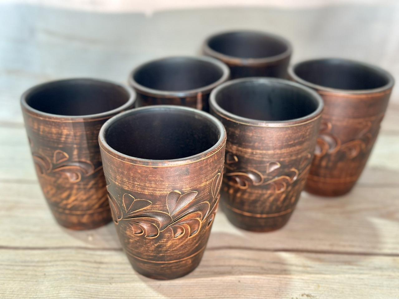 Набор стаканов глиняных с декором 6 шт. 300 мл (2700352222) Набор стаканов глиняных с декором 6 шт. 300 мл (2700352222)