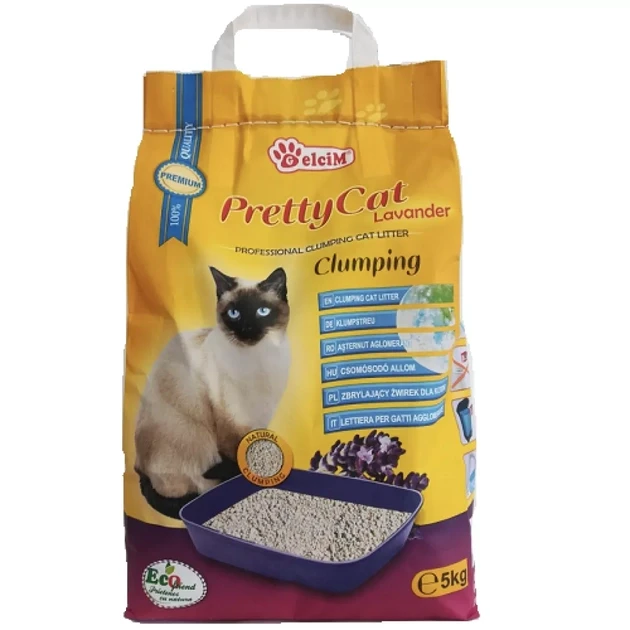 Наполнитель бентонитовый комковый для кошачьего туалета Pretty Cat Classic 5 кг с ароматом лаванды