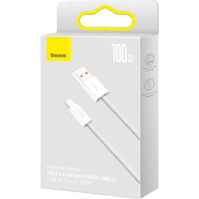 Кабель BASEUS Dynamic Series Fast Charging Cable USB to Type-C CALD000602 100W 1 м White - фото 6