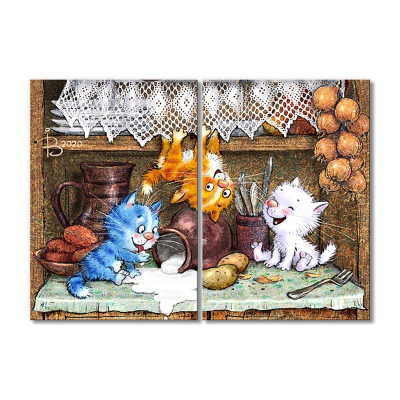 Модульная картина Шкодники 2 модуля 40х60 см