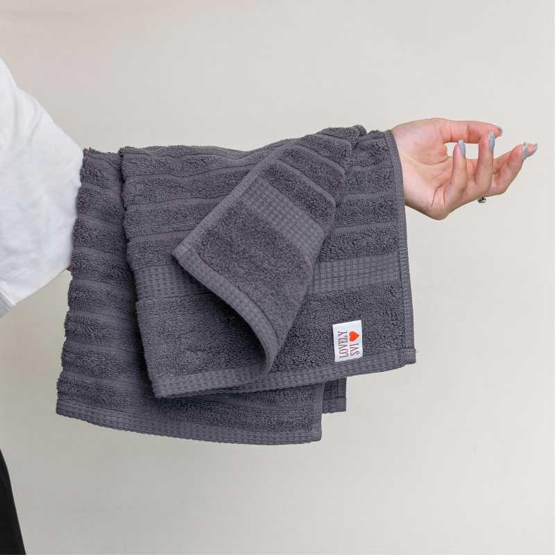 Набор полотенец для ванной Lovely Svi Oxford Stripe жаккард 2 шт. 50х90 см Charcoal (441124) - фото 2