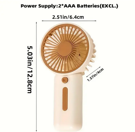 Вентилятор ручной от 2 батарей ААА Коричневый (WF-1001) - фото 2