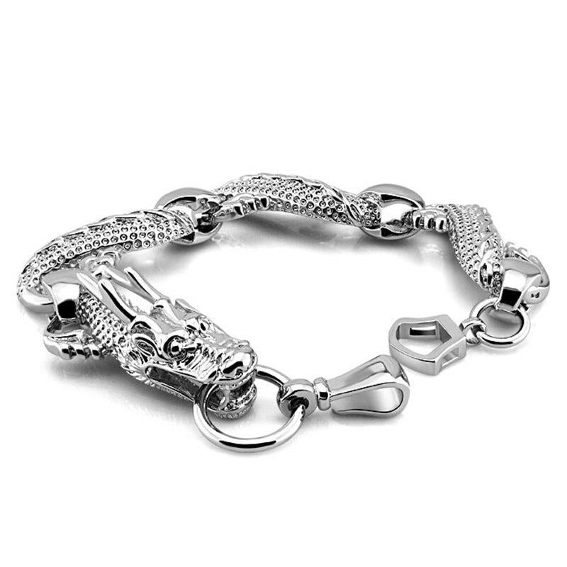 Браслет Fashion Jewelry Unisex на запястье с черепом дракона 21 см Серебристый