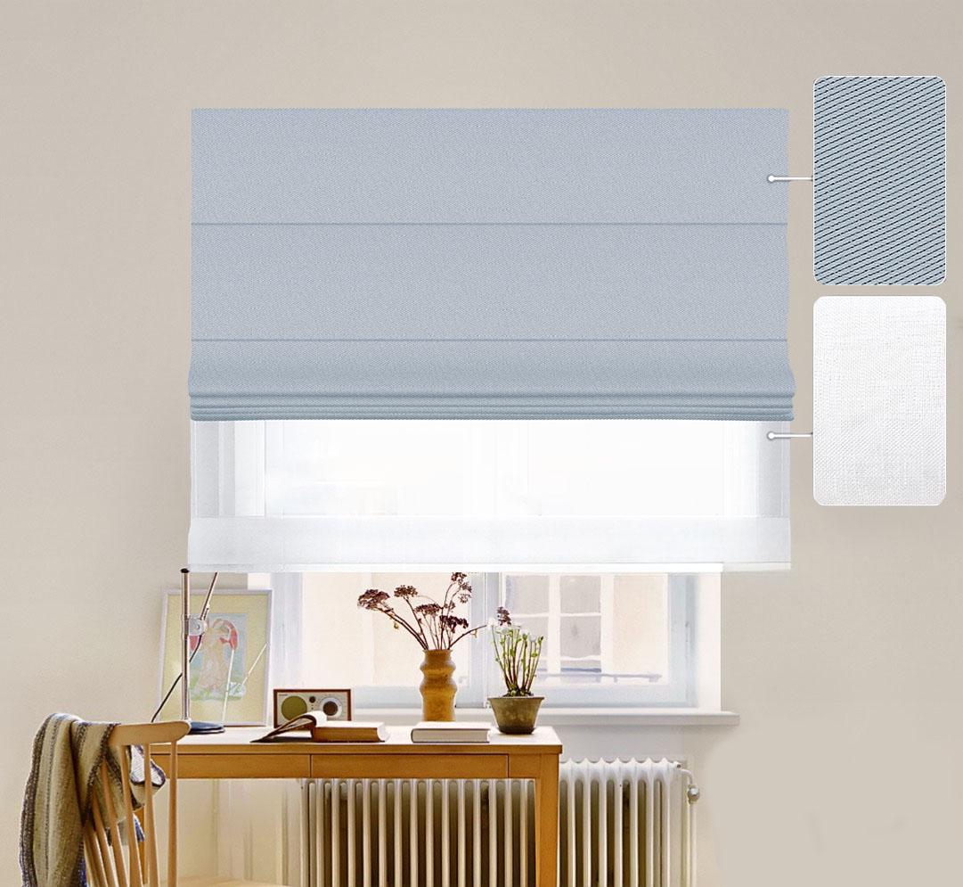 Римская штора двойная День-Ночь ТВІН Classic InHt Perfect 11 блэкаут и тюль Натурель 130х170 см Светло-серый/Белоснежный