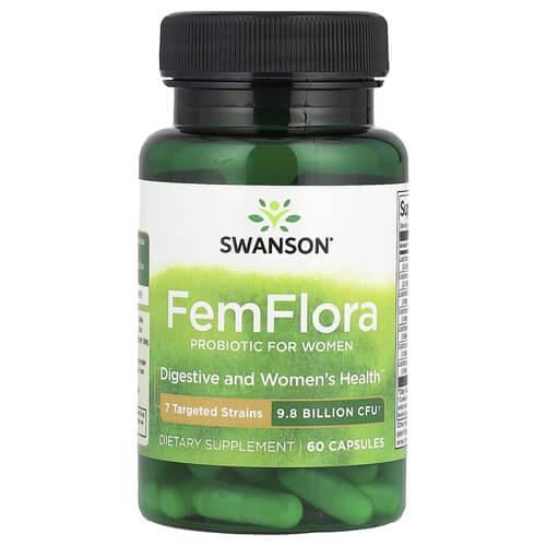 Пробиотики и пребиотики Swanson FemFlora Probiotic For Women 9.8 Billion CFU 60 Capsules (SWU534)