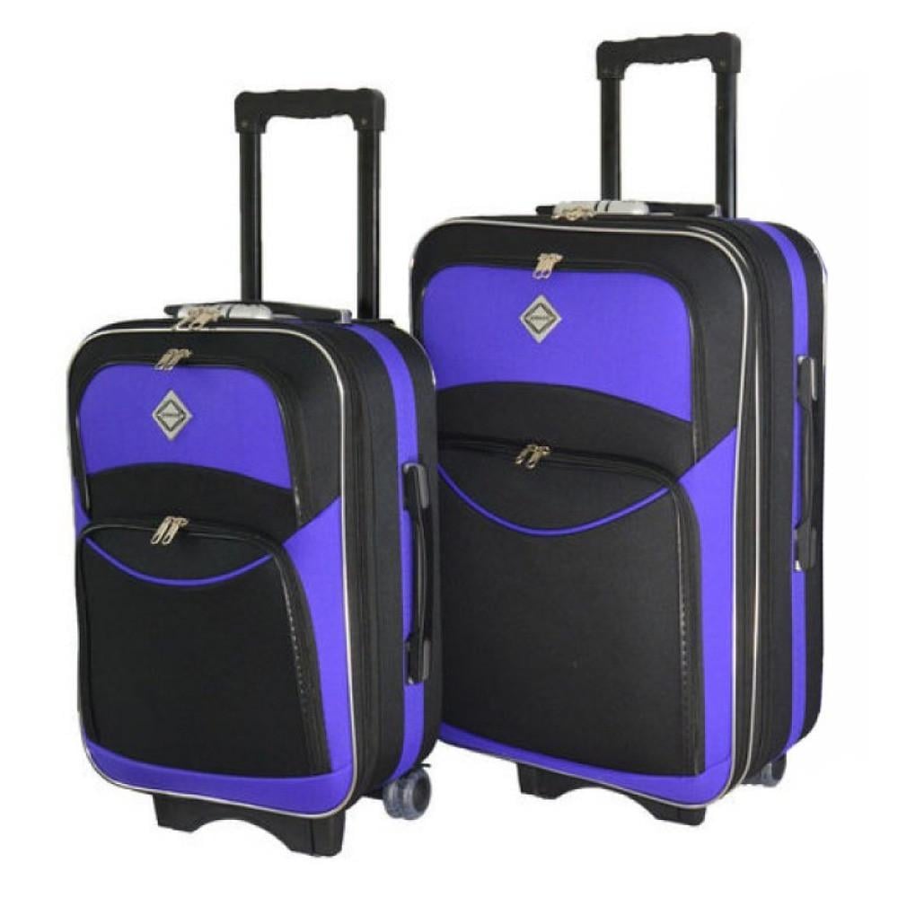 Валіза тканина середня велика Bonro Style 2 шт. Чорно-фіолетовий