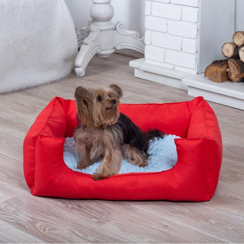 Лежак для котов и собак 60х45 см Красный с голубым (43561-Нов)