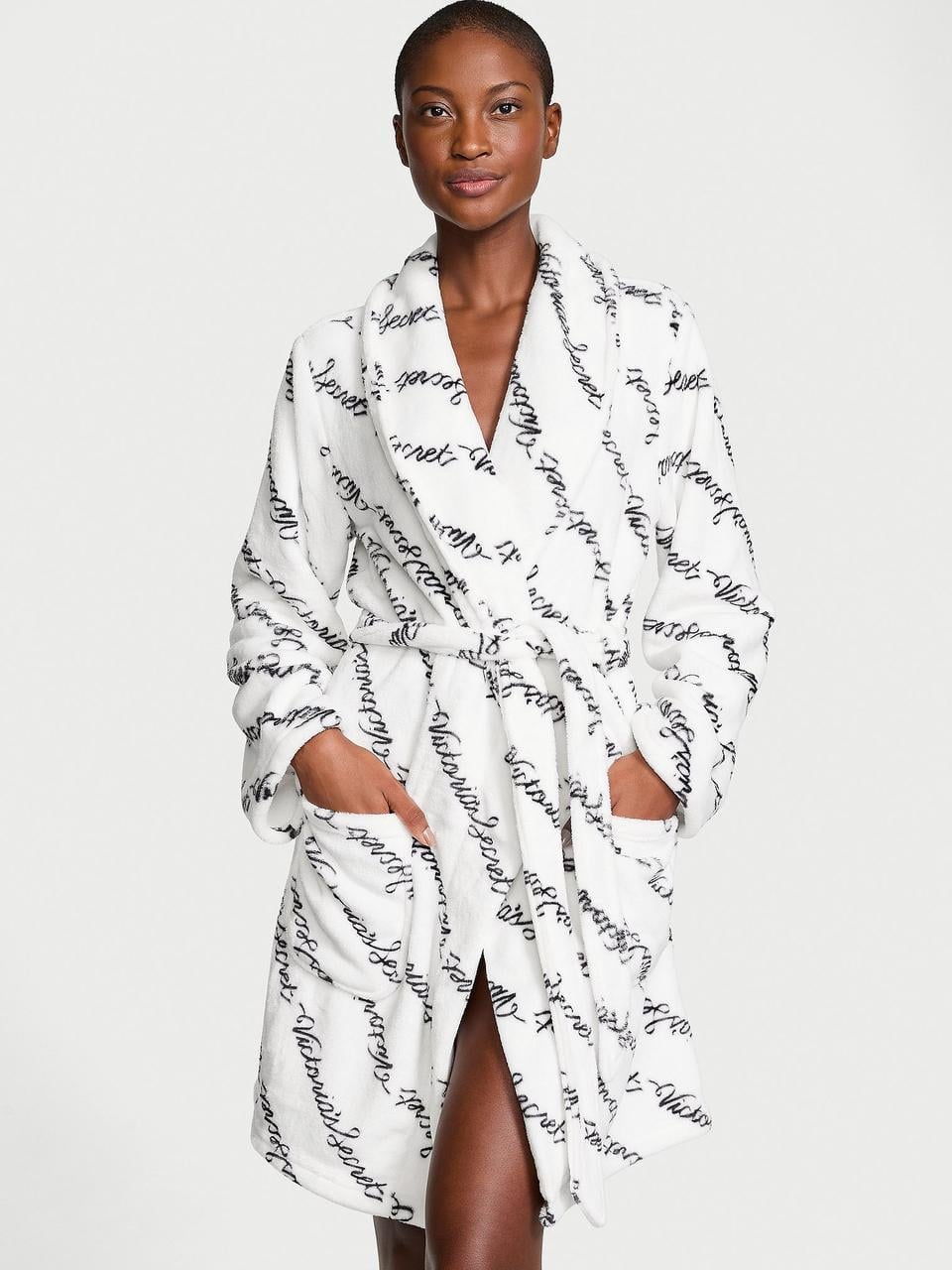 Халат женский Victoria's Secret Cozy Robe XS/S Белый с Logo (2634961487)