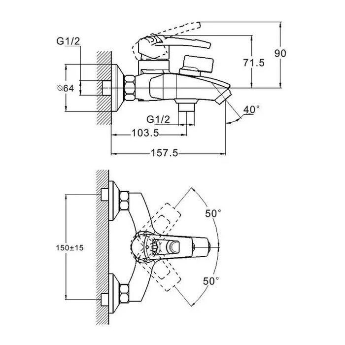 Смеситель для ванны Zegor SWF3-A113 (110273) - фото 2 Смеситель для ванны Zegor SWF3-A113 (110273) - фото 2