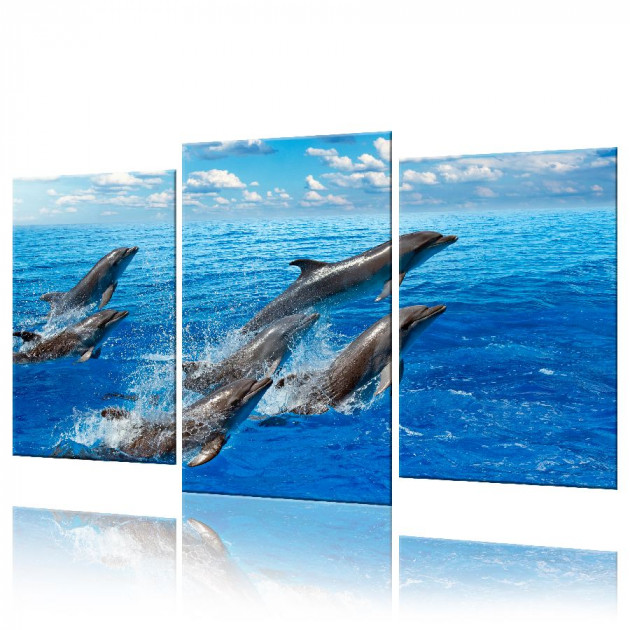 Картина модульная 3 части ArtStar Дельфины 120х180 см ADJ0010