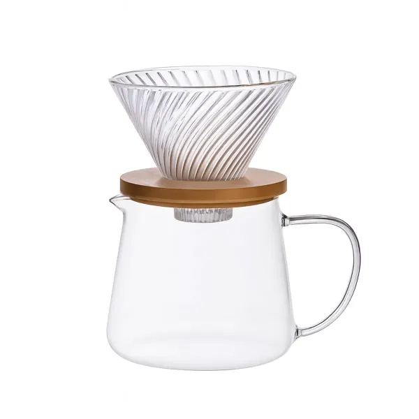 Набір для кави скляний заварник та пуровер 600 мл Прозорий