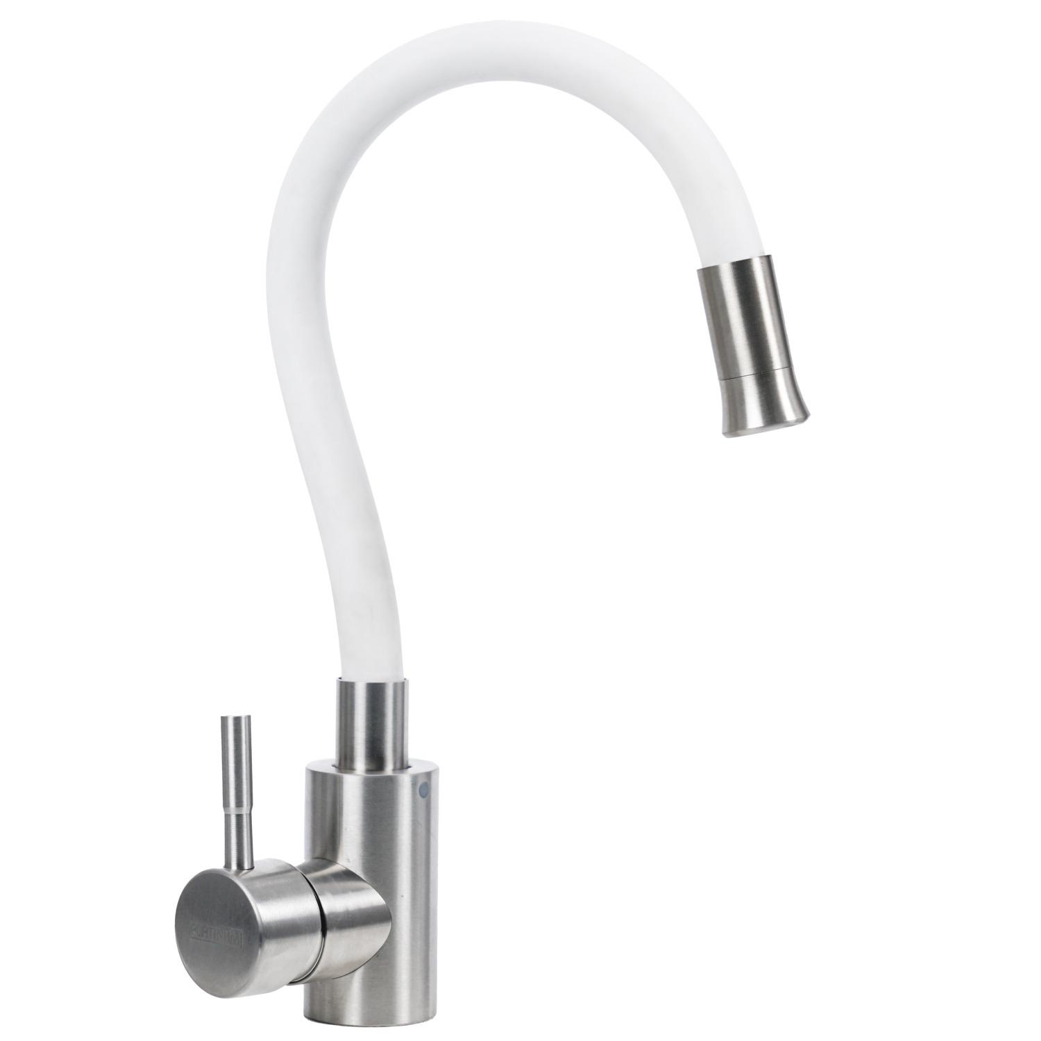 Смеситель для кухни Platinum KT 91 PLS-A34765 с гибким изливом Белый (158683)