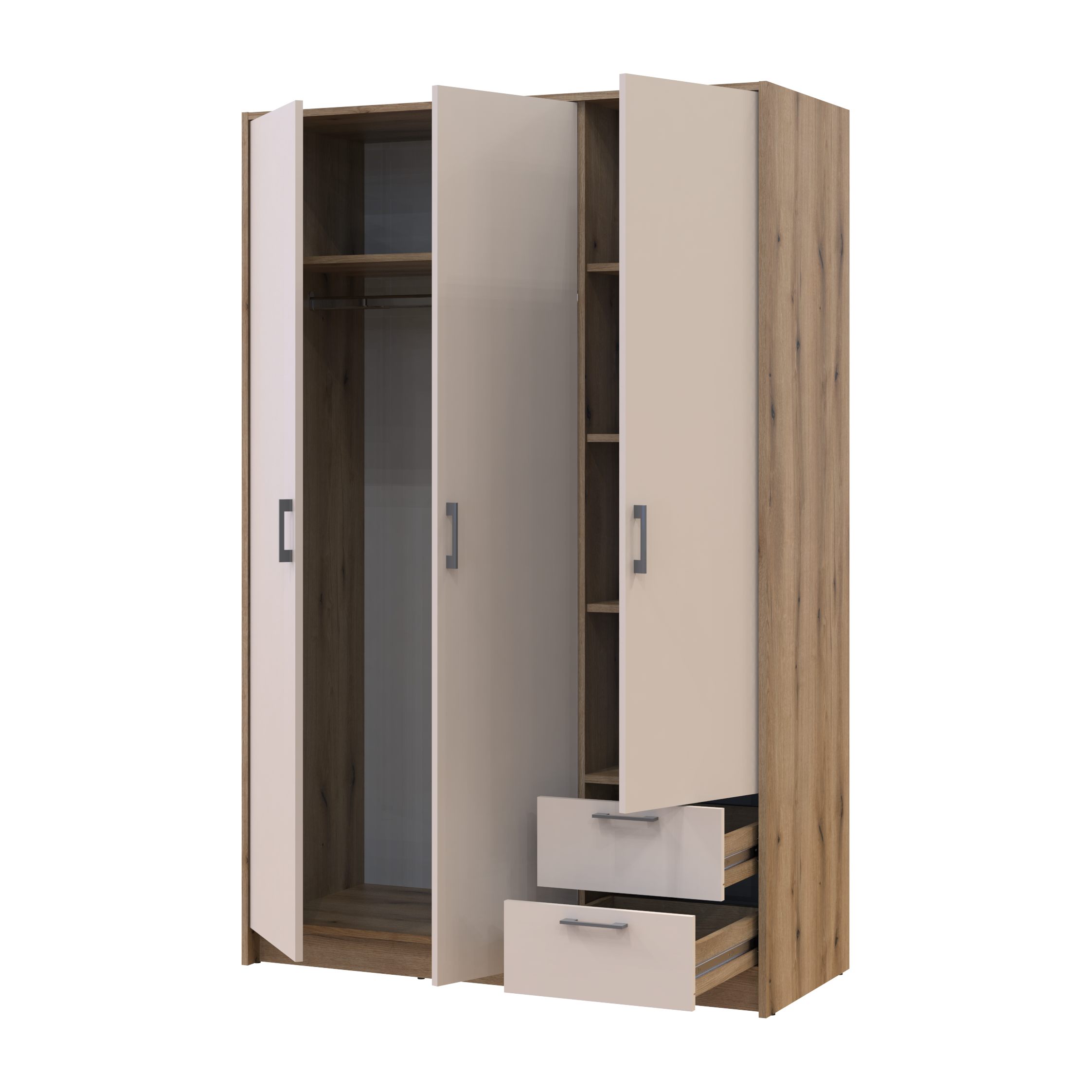 Распашной шкаф для одежды Doros Ронди 3ДСП 121х52х195 см Дуб Артизан/Кашемир (80737815)