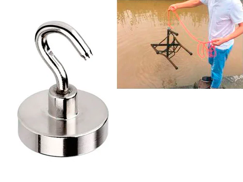 Магніт неодимовий пошуковий з гачком 60x15 мм N52 до 112кг Silver (285215) - фото 2 Магніт неодимовий пошуковий з гачком 60x15 мм N52 до 112кг Silver (285215) - фото 2