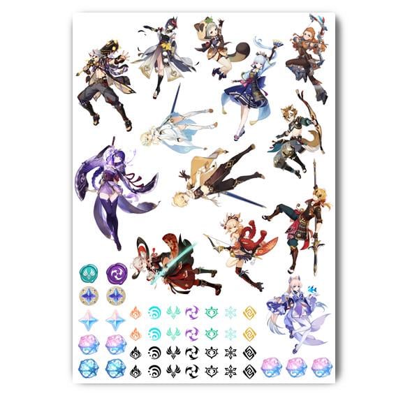 Стикеры наклейки Геншин импакт Genshin Impact А3 лист (stik_162)