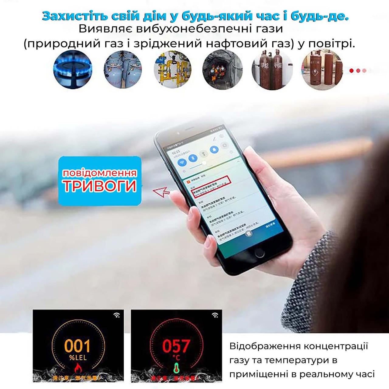 Умный детектор утечки газа Tuya GS21 Wi-Fi и пожарная сигнализация с LCD-дисплеем/оповещениями на смартфон (id_101051) - фото 10