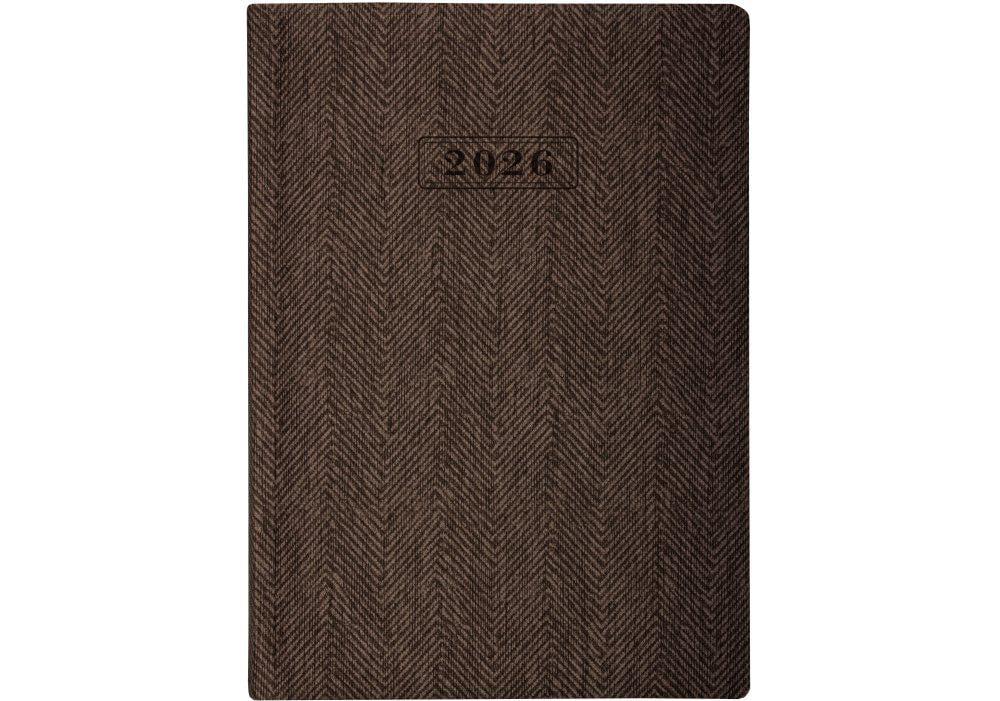 Дневник датированный 2026 Optima Tweed A5 352 стр. Коричневый (O26126-07)