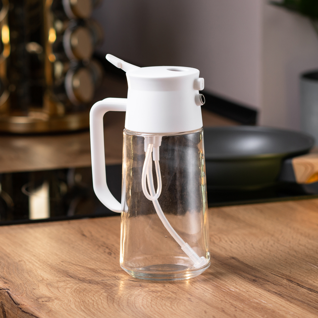 Пляшка для олії та оцту з розпилювачем TS Kitchen кухонна 500 мл Білий (HP16296W)