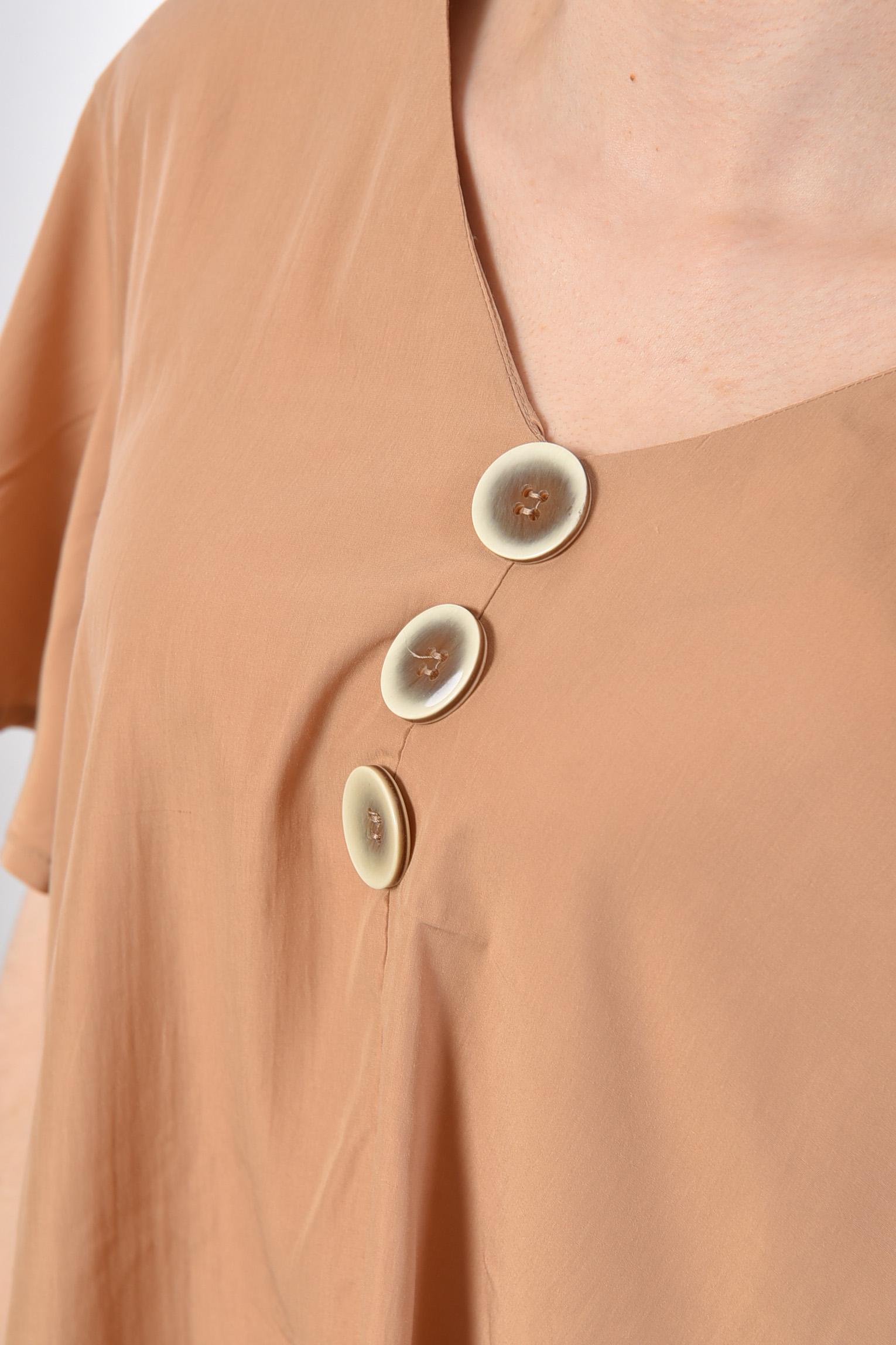 Блуза женская полубатальная с коротким рукавом р. 50 Бежевый (176206) - фото 4 Блуза женская полубатальная с коротким рукавом р. 50 Бежевый (176206) - фото 4