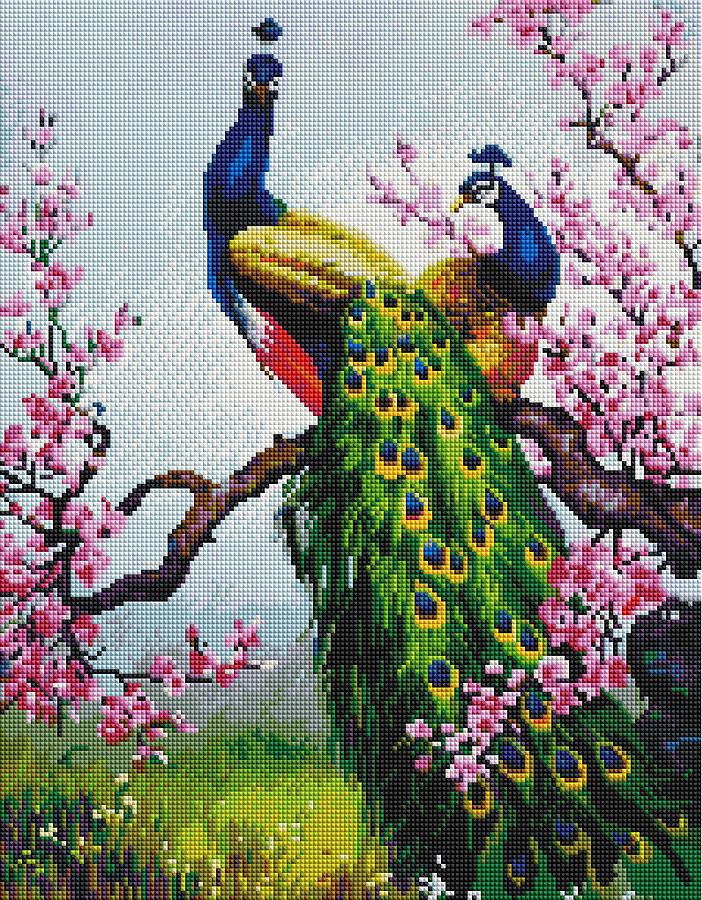 Алмазная мозаика Brushme Павлины на ветке сакуры 40x50 см (GF4121)