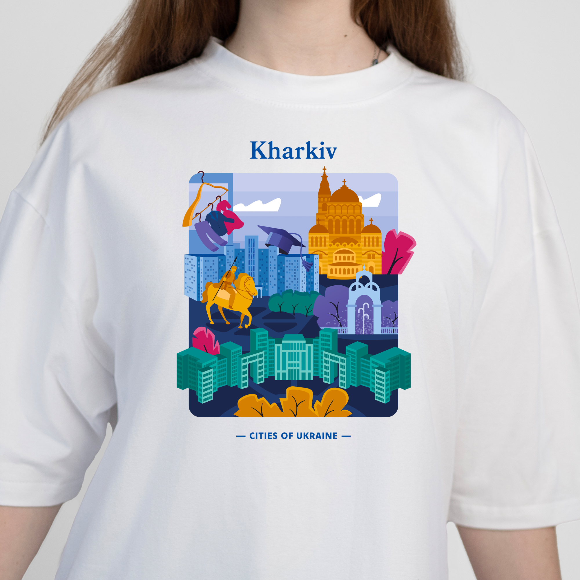 Футболка жіноча Малюнки з патріотичним авторським принтом Харків оверсайз M Білий (FFHK01M) - фото 2 Футболка жіноча Малюнки з патріотичним авторським принтом Харків оверсайз M Білий (FFHK01M) - фото 2