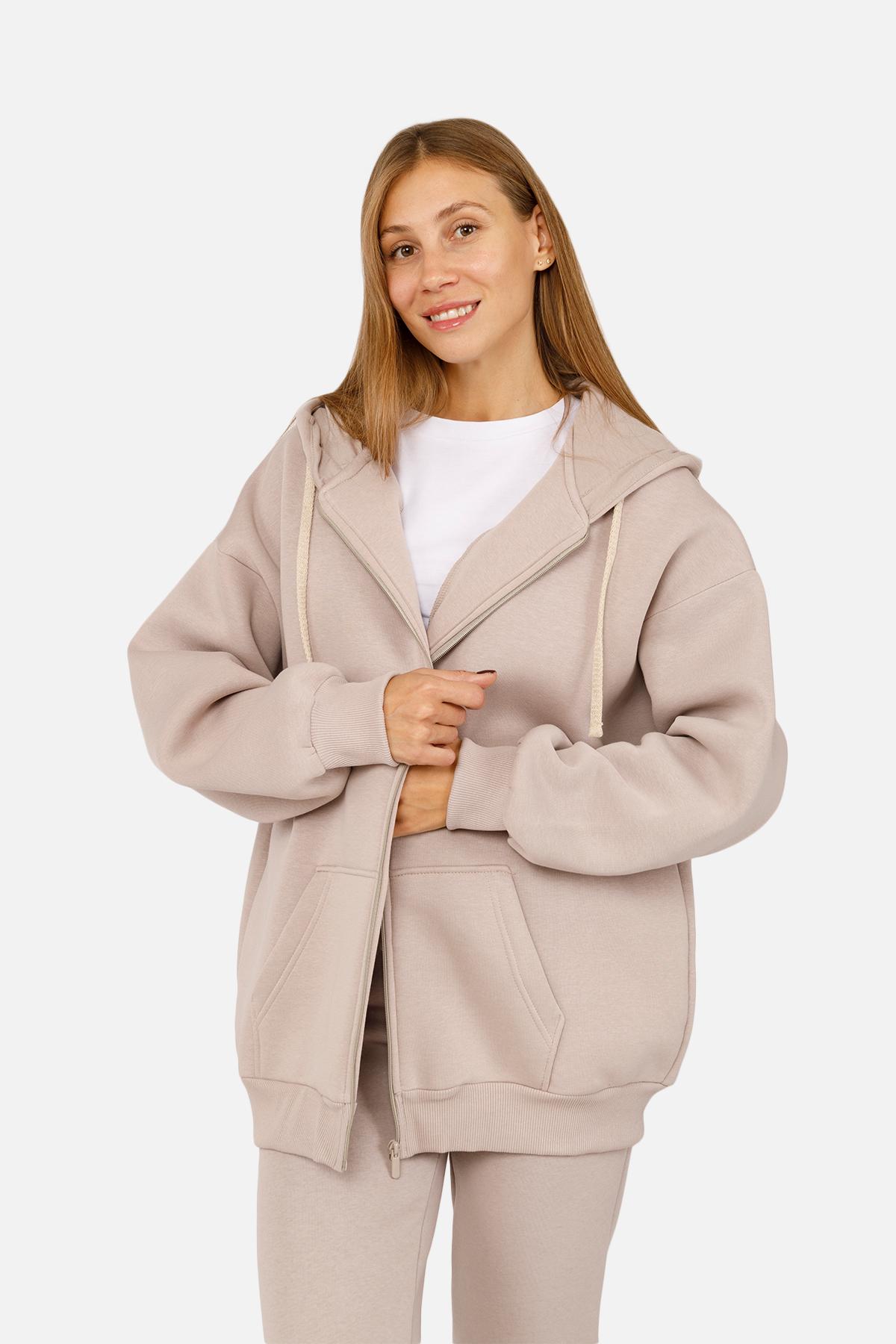 Толстовка женская на молнии ЦБ-00254555 р. 44 Бежевый (SKT001004674) - фото 2 Толстовка женская на молнии ЦБ-00254555 р. 44 Бежевый (SKT001004674) - фото 2