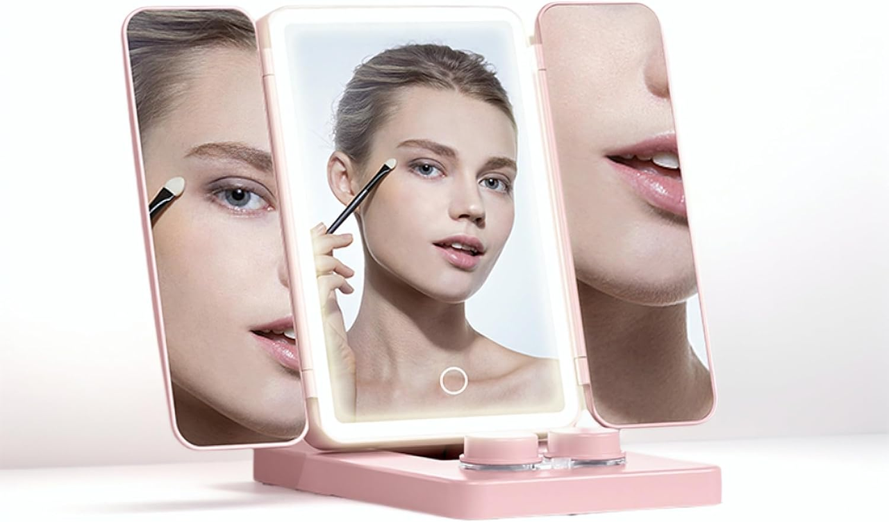 Зеркало для макияжа с подсветкой и очистителем для контактных линз 15х10 см (AND 1431)