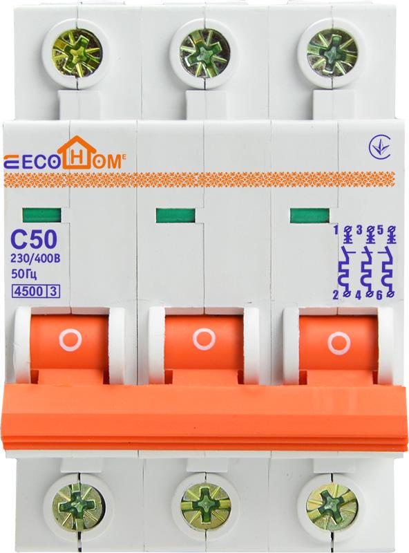 Автоматический выключатель АСКО-Укрем ECO 3P 50A 4,5кА C (ECO010030008) Автоматический выключатель АСКО-Укрем ECO 3P 50A 4,5кА C (ECO010030008)