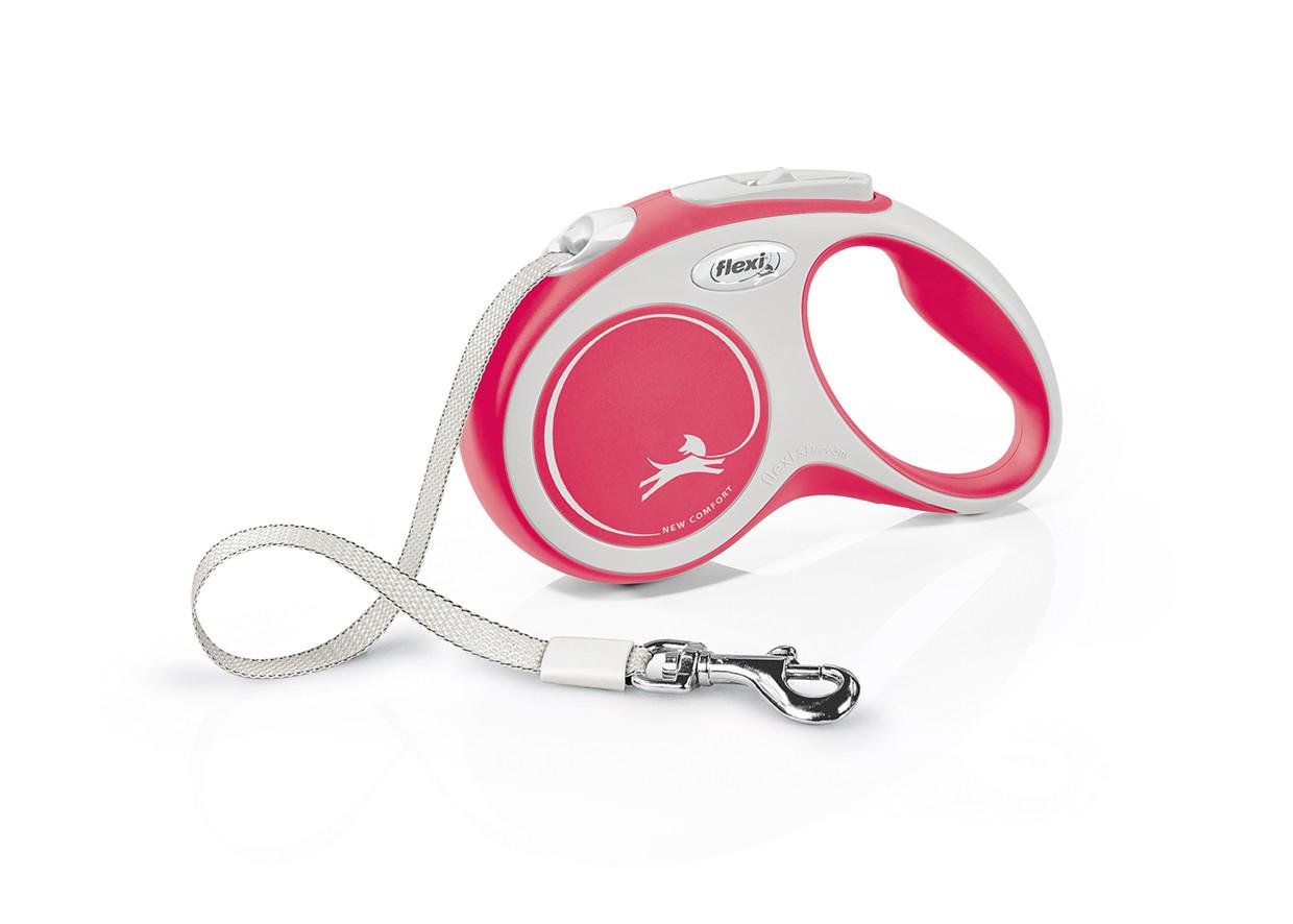 Поводок-рулетка Flexi New Comfort для собак до 15 кг с лентой 5 м S Красный (1789932470)