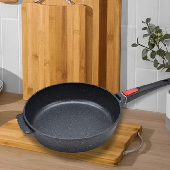 Сотейник-деко із двома ручками одна з яких знімна мармуровий 28 см (MR-4728) - фото 4