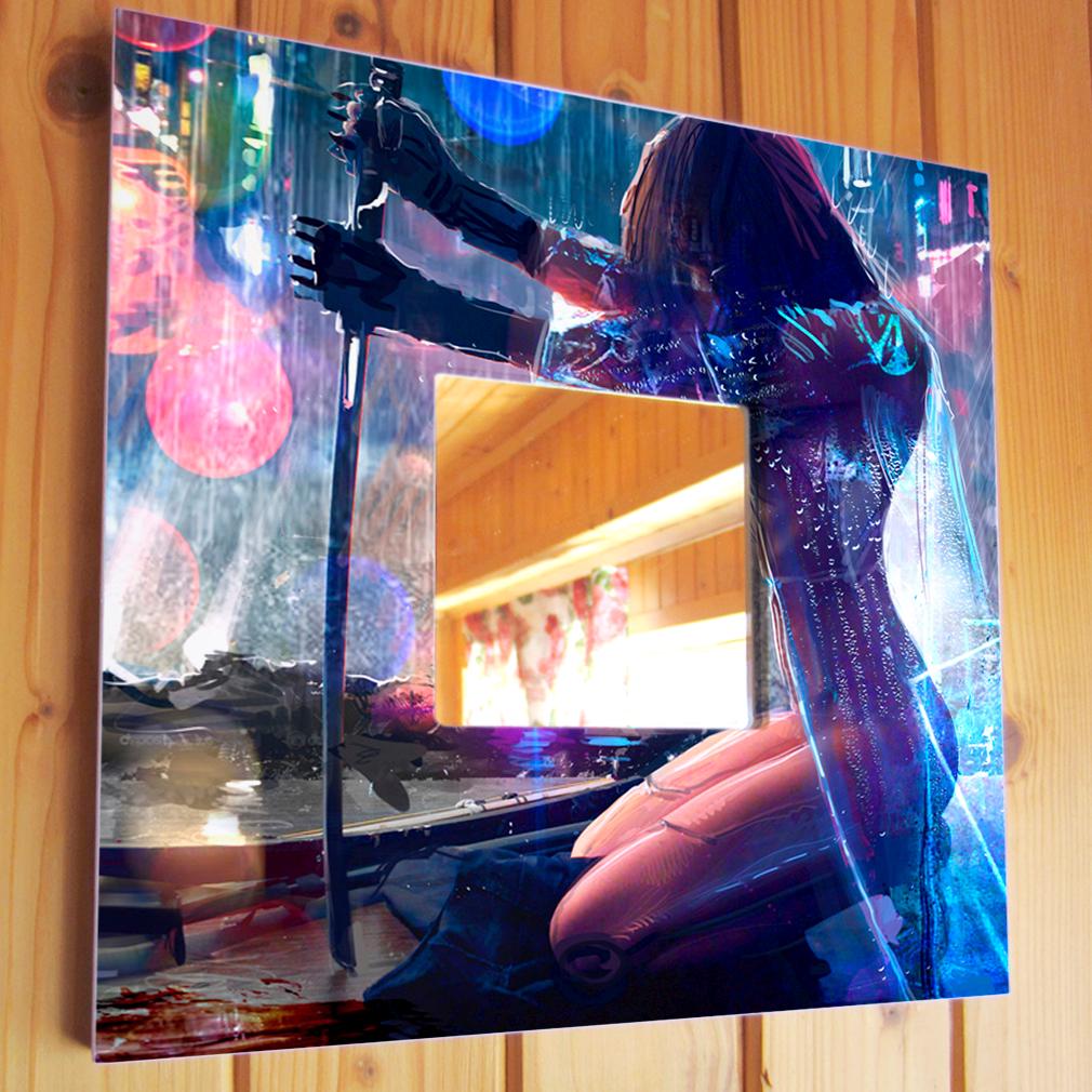 Зеркало декоративное Девушка с мечом 260х260 мм (M03623)