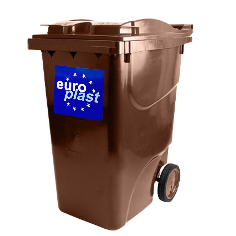 Мусорный бак Europlast пластиковый 360 л Коричневый