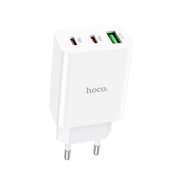 Устройство сетевое зарядное Hoco C99A PD20W QC3.0 1 USB/2Type-C/3A с кабелем для зарядки USB/Type-C Белый - фото 4