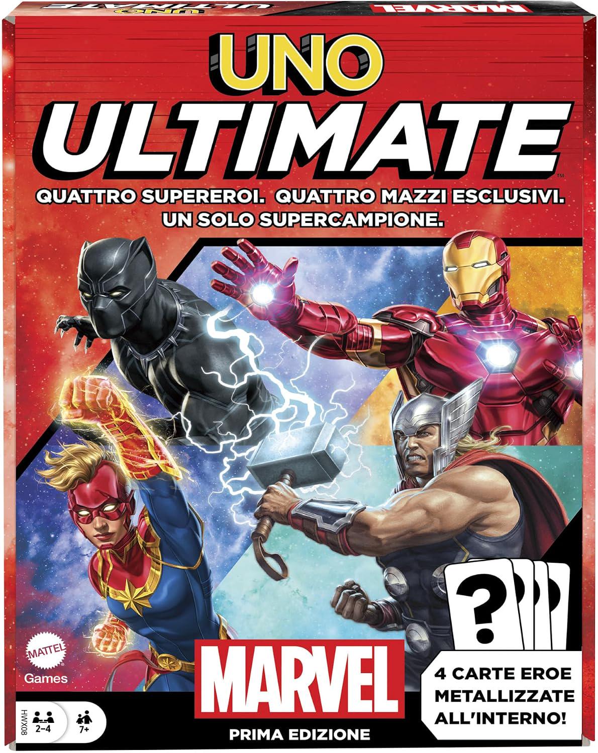 Игра карточная УНО Mattel Games UNO Ultimate Marvel HWX08 2-4 игрока от 7 лет итальянская версия (SKU-427)