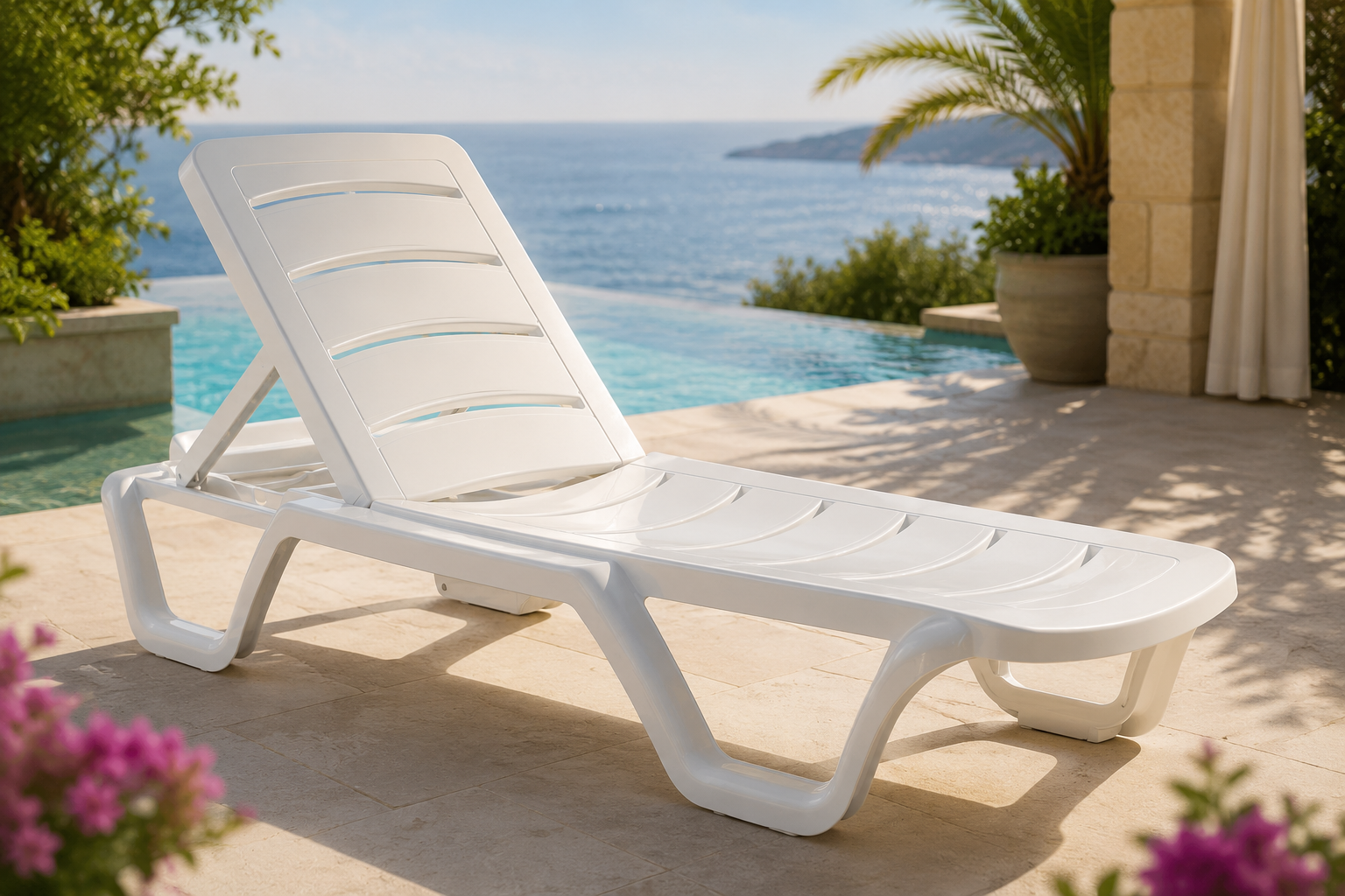 Шезлонг Siesta Bahama 187х30х54 см Білий (07789)