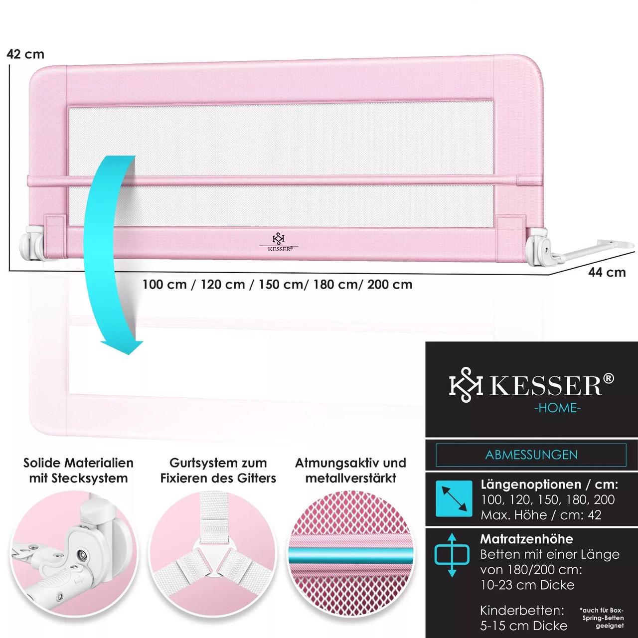 Ограждение детской кровати KESSER 180 см Розовый - фото 5