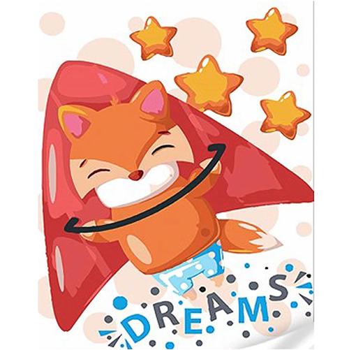 Картина по номерам Strateg Премиум Звездный лисенок с лаком и уровнем 30x40 см (Str-SS1134)