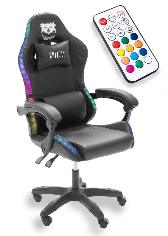Геймерское кресло Grizzly с RGB LED подсветкой 12 режимов Черный (2791967452) Геймерское кресло Grizzly с RGB LED подсветкой 12 режимов Черный (2791967452)