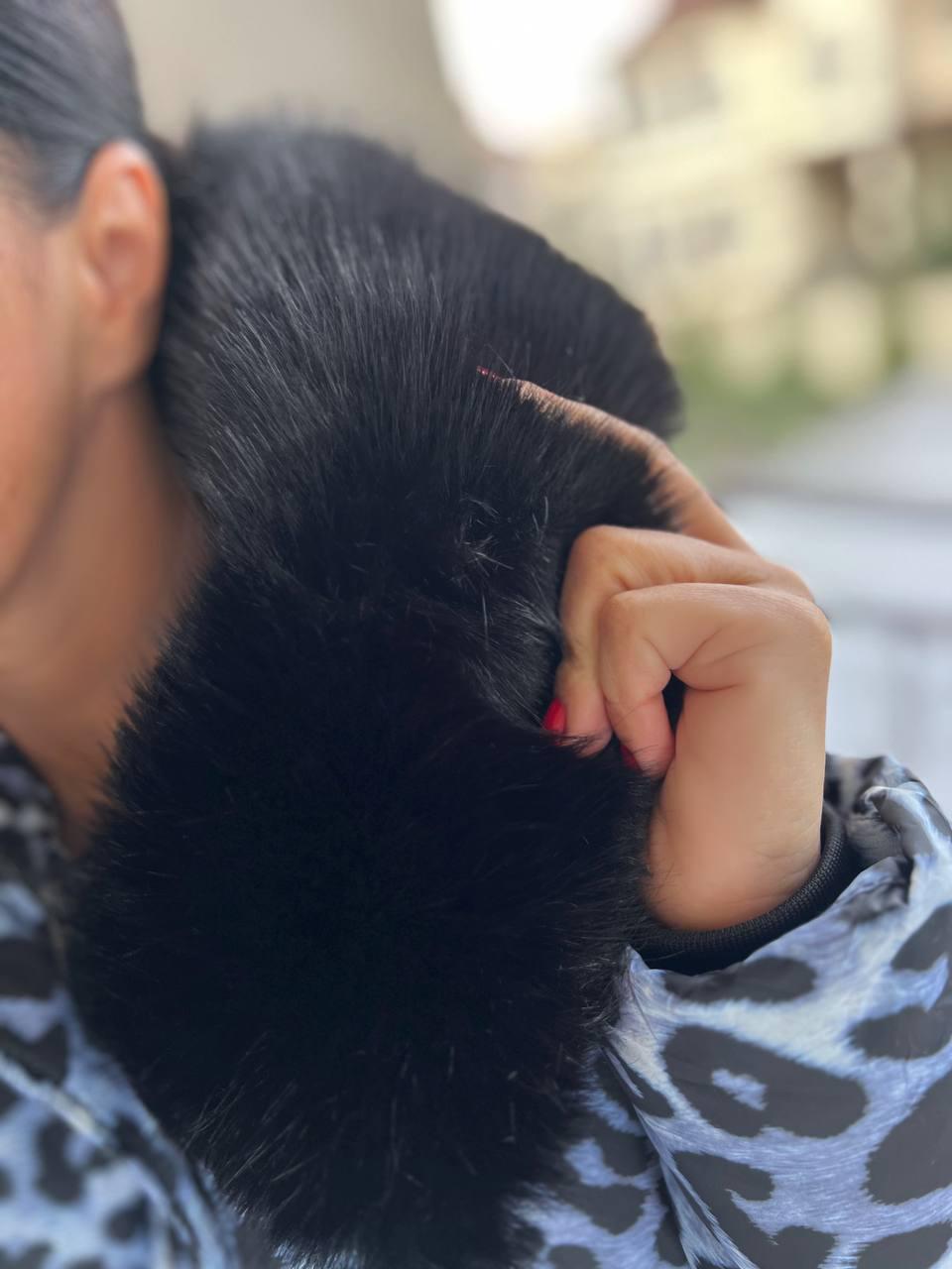 Куртка жіноча Lady Yep 9063 подовжена леопардовий принт з капюшоном хутро р. 44 Сірий (2965) - фото 7 Куртка жіноча Lady Yep 9063 подовжена леопардовий принт з капюшоном хутро р. 44 Сірий (2965) - фото 7