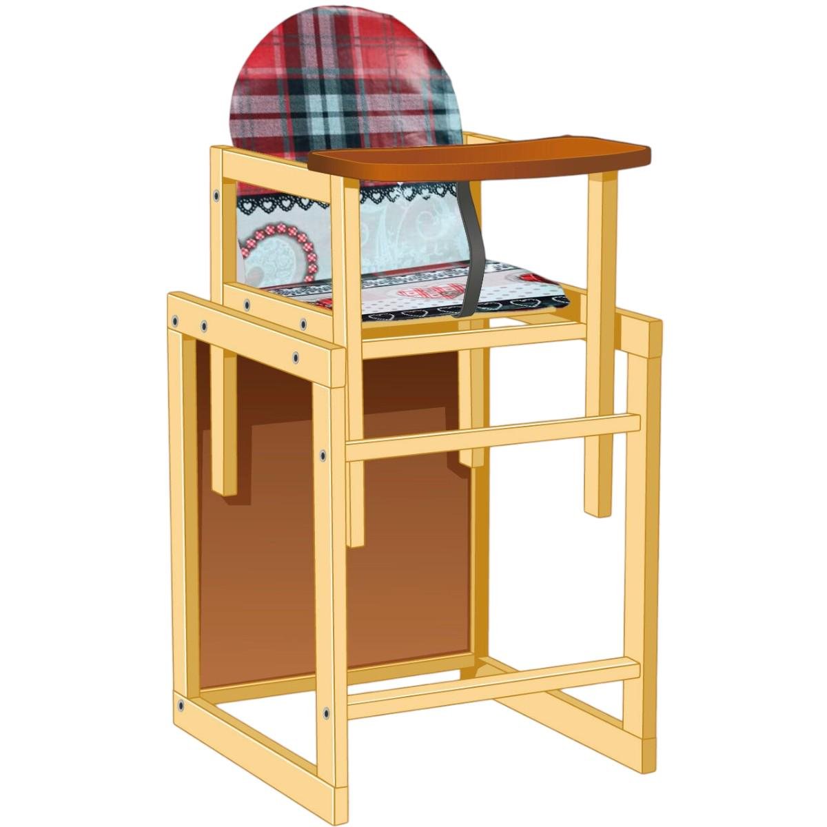 Стульчик для кормления Мася Сердечка на красном фоне (№1125) - фото 1 Стульчик для кормления Мася Сердечка на красном фоне (№1125) - фото 1