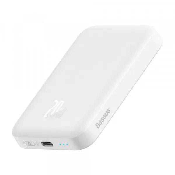 Повербанк Baseus Magnetic Mini 10000 mAh 20 W 2в1 QC3.0+PD3.0 с беспроводной зарядкой Qi 15 W White (PPCX030002) - фото 6