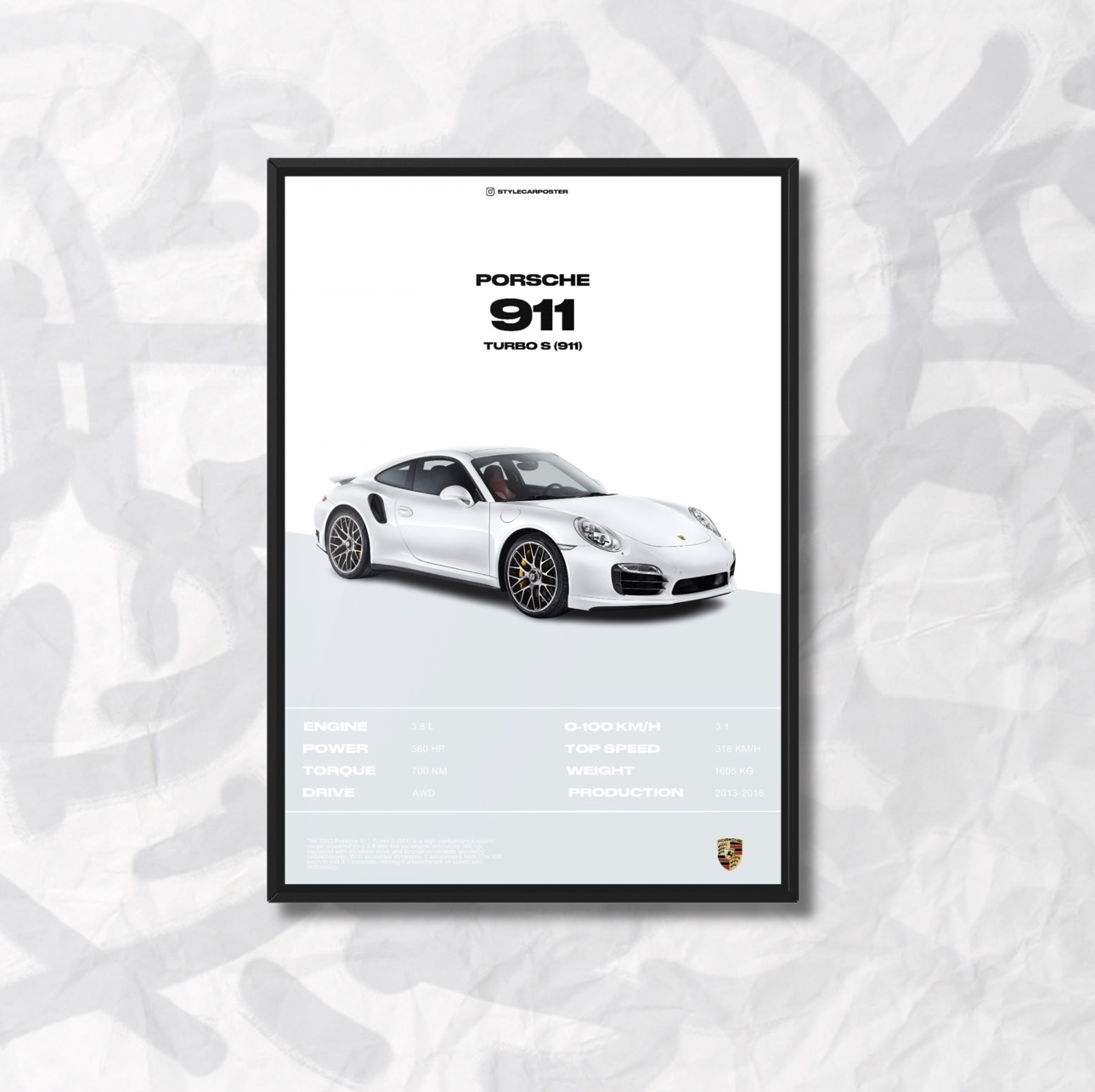 Картина с авто Porsche 911 Turbo S А3 297х420 мм (PR0003)